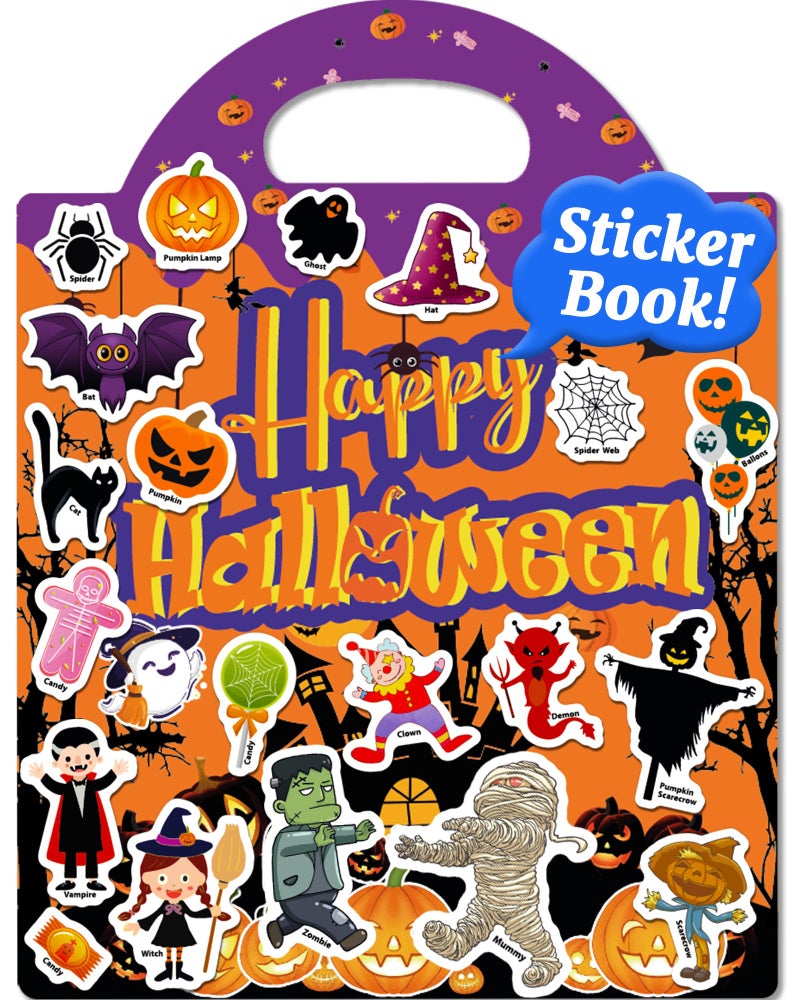 كتب ملصقات قابلة لإعادة الاستخدام من Benresive Halloween للأطفال الصغار من عمر 2 إلى 4 سنوات، كتب ملصقات ممتعة للأطفال الصغار من عمر 1 إلى 3 سنوات، كتاب ملصقات للأطفال من سن 2 إلى 4 سنوات، 38 قطعة من ملصقات الهالوين اللطيفة المقاومة للماء - كتاب ملصقات الهالوين - Image 1